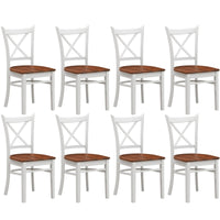 Thumbnail for Lupin Dining Chair Set of 8 Crossback Solid Rubber Wood Furniture - White Oak