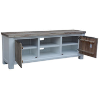 Thumbnail for Plumeria ETU Entertainment TV Unit 176cm 2 Door Solid Acacia Timber -White Brush