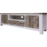 Thumbnail for Plumeria ETU Entertainment TV Unit 210cm 2 Door Solid Acacia Timber -White Brush