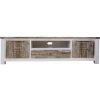 Thumbnail for Plumeria ETU Entertainment TV Unit 210cm 2 Door Solid Acacia Timber -White Brush