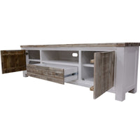 Thumbnail for Plumeria ETU Entertainment TV Unit 210cm 2 Door Solid Acacia Timber -White Brush