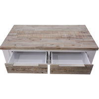 Thumbnail for Plumeria Coffee Table 130cm 2 Drawer Solid Acacia Timber Wood - White Brush