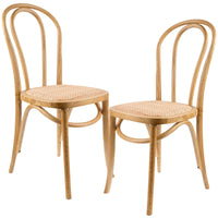 Thumbnail for Azalea Arched Back Dining Chair Set of 2 Solid Elm Timber Wood Rattan Seat - Oak