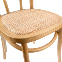 Thumbnail for Azalea Arched Back Dining Chair Set of 2 Solid Elm Timber Wood Rattan Seat - Oak