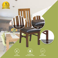 Thumbnail for Birdsville PU Seat Dining Chair Set of 2 Solid Ash Wood Dining Furniture -Brown