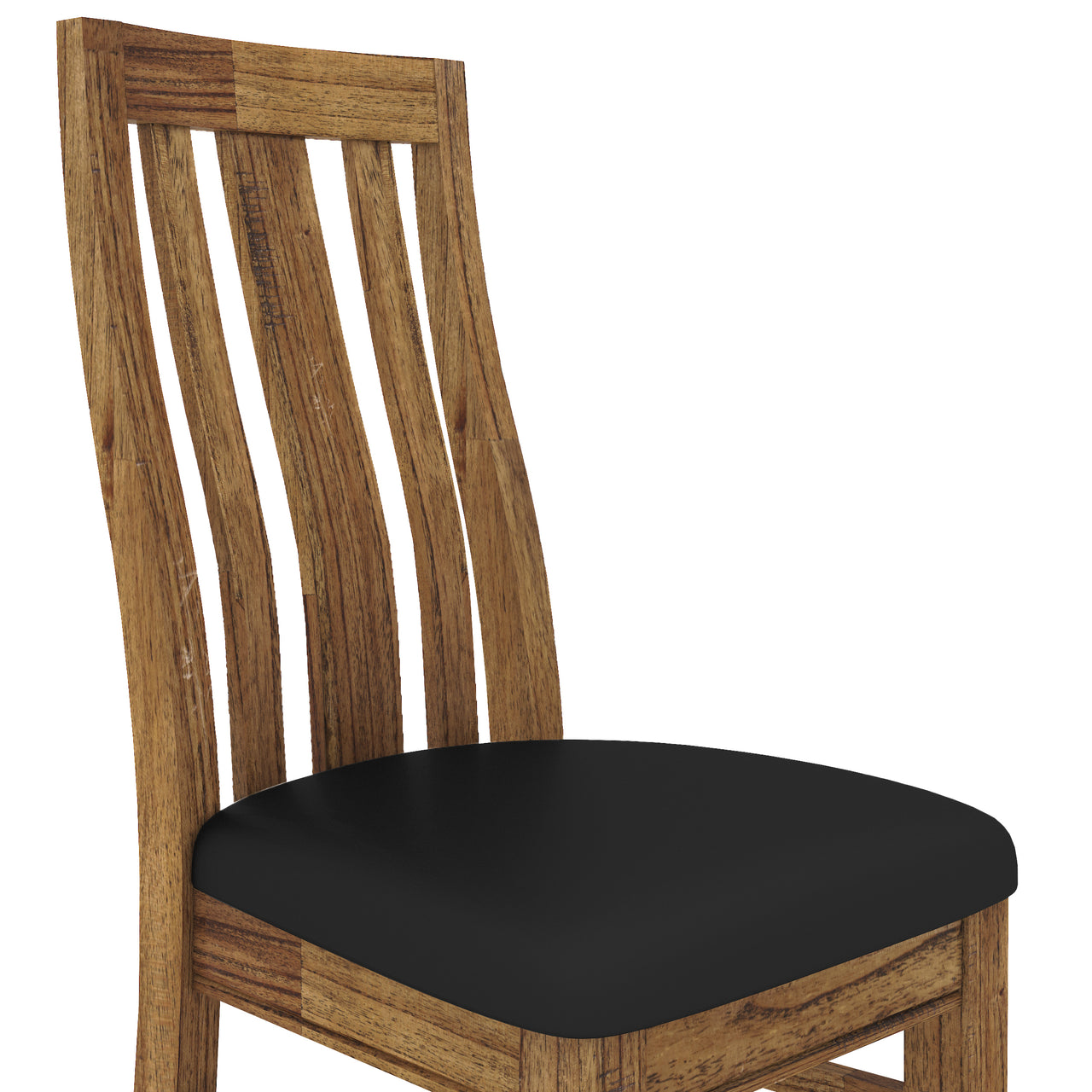 Birdsville PU Seat Dining Chair Set of 2 Solid Ash Wood Dining Furniture -Brown