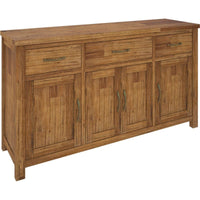 Thumbnail for Birdsville Buffet Table 161cm 4 Door 3 Drawer Solid Mt Ash Timber Wood - Brown