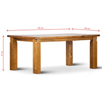 Thumbnail for Teasel Dining Table 180cm Solid Pine Timber Wood Furniture - Rustic Oak