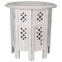 Thumbnail for Scilla Rubber Wood Timber Round 45cm Side Table - White