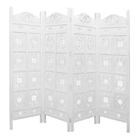 Thumbnail for Iron Jali 4 Panel Room Divider Screen Privacy Shoji Timber Wood Stand - White