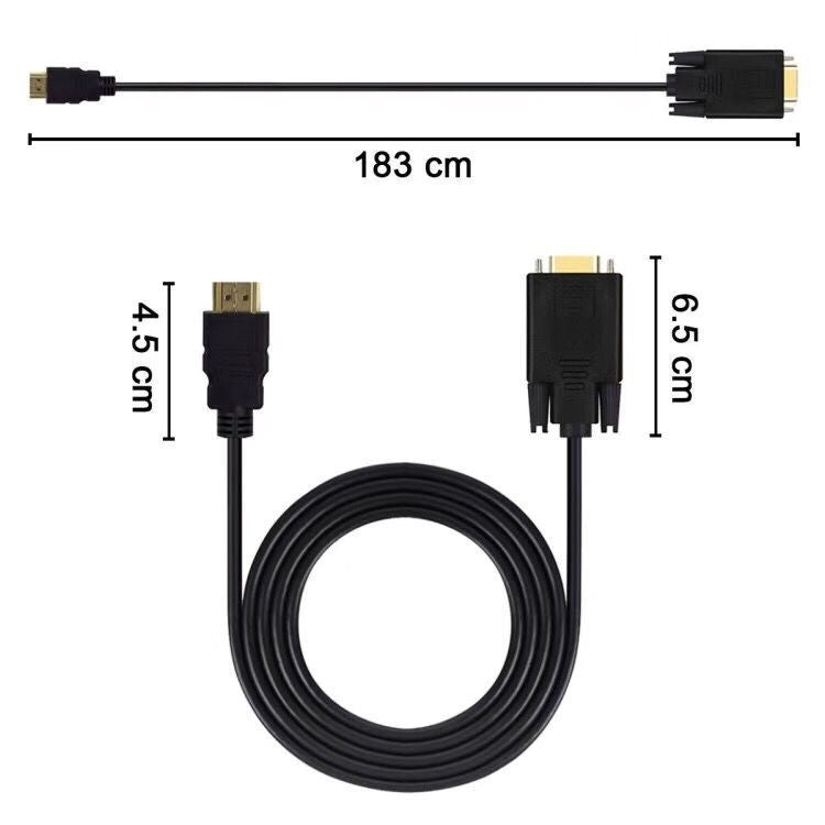 1.8M 6 Feet HDMI Male to VGA Male Cable for Computer, Laptop, PC, Monitor ETC