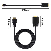 Thumbnail for 1.8M 6 Feet HDMI Male to VGA Male Cable for Computer, Laptop, PC, Monitor ETC