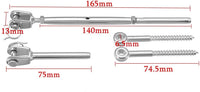 Thumbnail for Wire Rope DIY Balustrade Kit Jaw/Swage Fork Terminal Eye Bolts Turnbuckle