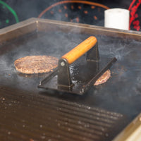 Thumbnail for Heavy Duty Rectangular Cast Iron Grill Burger Press Pre-Seasoned Steak Griddle BBQ Grilling