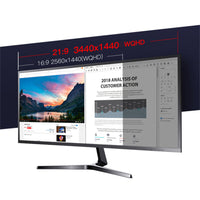 Thumbnail for 34 Inch Ultrawide 3440x1440 HDMI DP 165Hz 1000:1 Flat LED Gaming Monitor