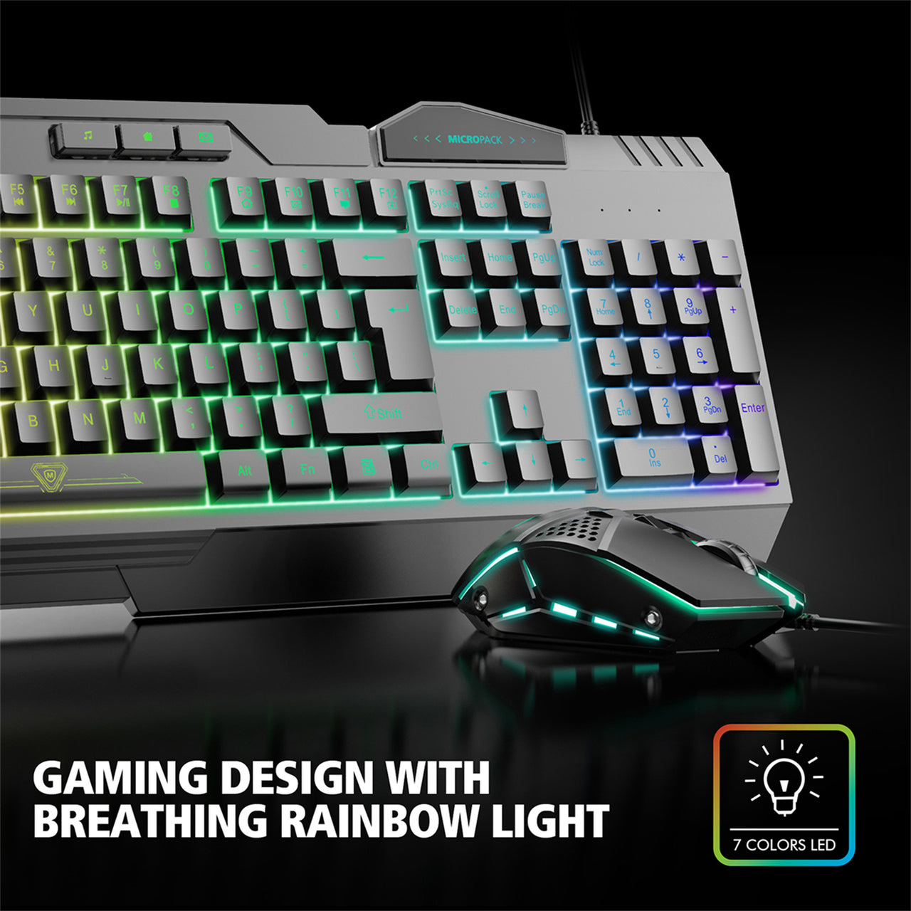 Mouse Keyboard 2 In 1 Backlight Gaming Breathing Rainbow LED Combo for PC Laptop