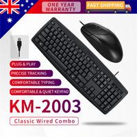 Thumbnail for Classic Desktop PC Laptop Wired Combination Mouse Keyboard Interface Black Sets