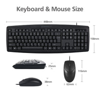 Thumbnail for Classic Desktop PC Laptop Wired Combination Mouse Keyboard Interface Black Sets