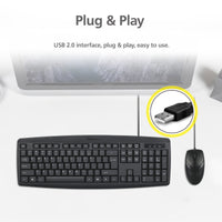 Thumbnail for Classic Desktop PC Laptop Wired Combination Mouse Keyboard Interface Black Sets
