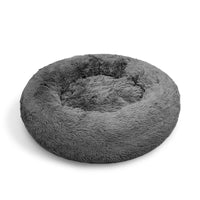 Thumbnail for Dog Pet Cat Calming Bed Warm Plush Round  Nest Comfy Sleeping Bed Dark Grey 90cm
