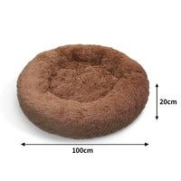 Thumbnail for Pet Dog Bed Bedding Warm Plush Round Soft Dog Nest Light Coffee  XL 100cm