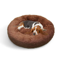 Thumbnail for Pet Dog Bed Bedding Warm Plush Round Soft Dog Nest Light Coffee  XL 100cm