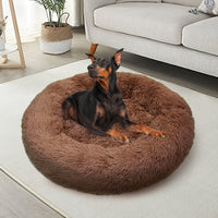 Thumbnail for Pet Dog Bed Bedding Warm Plush Round Soft Dog Nest Light Coffee  XL 100cm