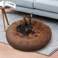Thumbnail for Pet Dog Bed Bedding Warm Plush Round Soft Dog Nest Light Coffee  XL 100cm