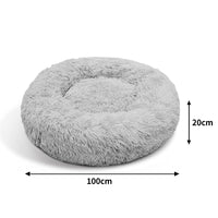 Thumbnail for Pet Dog Bed Bedding Warm Plush Round Comfort Dog Nest Light Grey kennel XL 100cm