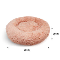 Thumbnail for Pet Dog Bedding Warm Plush Round Comfortable Nest Comfy Sleeping kennel Pink Large 90cm