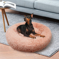 Thumbnail for Pet Dog Bedding Warm Plush Round Comfortable Nest Comfy Sleep kennel Pink M 70cm