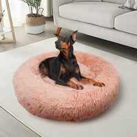 Thumbnail for Pet Dog Bedding Warm Plush Round Comfortable Nest Comfy Sleep kennel Pink M 70cm