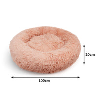 Thumbnail for Pet Dog Bedding Warm Plush Round Comfortable Nest Comfy Sleep kennel Pink XL 100