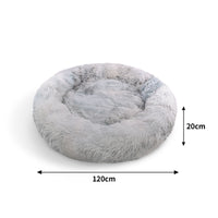 Thumbnail for Pawfriends Dog Cat Pet Calming Bed Washable ZIPPER Cover Warm Soft Plush Round Sleeping 120cm