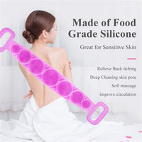 Thumbnail for A+Living Silicone Exfoliating Back Scrub Strap for Body Shower Green 60cm