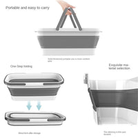 Thumbnail for Cleanix Silicone Folding Bucket Household Mop Outdoor Portable Plastic Bucket Grey Blue