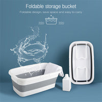 Thumbnail for Cleanix Silicone Folding Bucket Household Mop Outdoor Portable Plastic Bucket Grey White