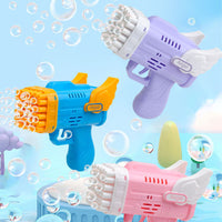 Thumbnail for Bubblerainbow 42 Hole Angel Wing Automatic Bubble Blowing Bubble Gun Launcher Toy Purple