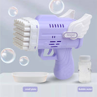 Thumbnail for Bubblerainbow 42 Hole Angel Wing Automatic Bubble Blowing Bubble Gun Launcher Toy Purple