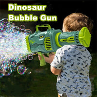 Thumbnail for Bubblerainbow Dinosaur Bazooka Bubble Gun 64-Hole Fully Automatic Rechargeable Bubble Machine