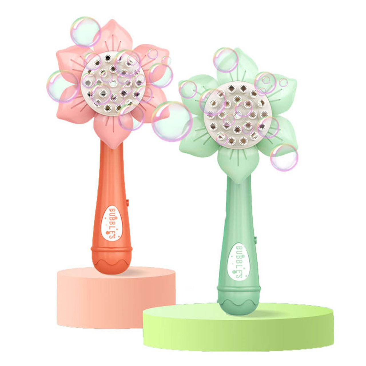 Bubblerainbow Bubble Gun Toy Sunflower Stick Flower Shower Machine 23 Hole Children Toy Green