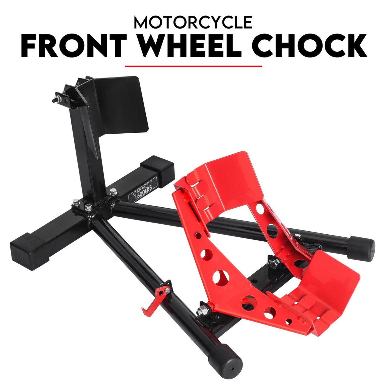 Heavy Duty Motorcycle Motorbike Stand Front Wheel Chock Trailer Transport