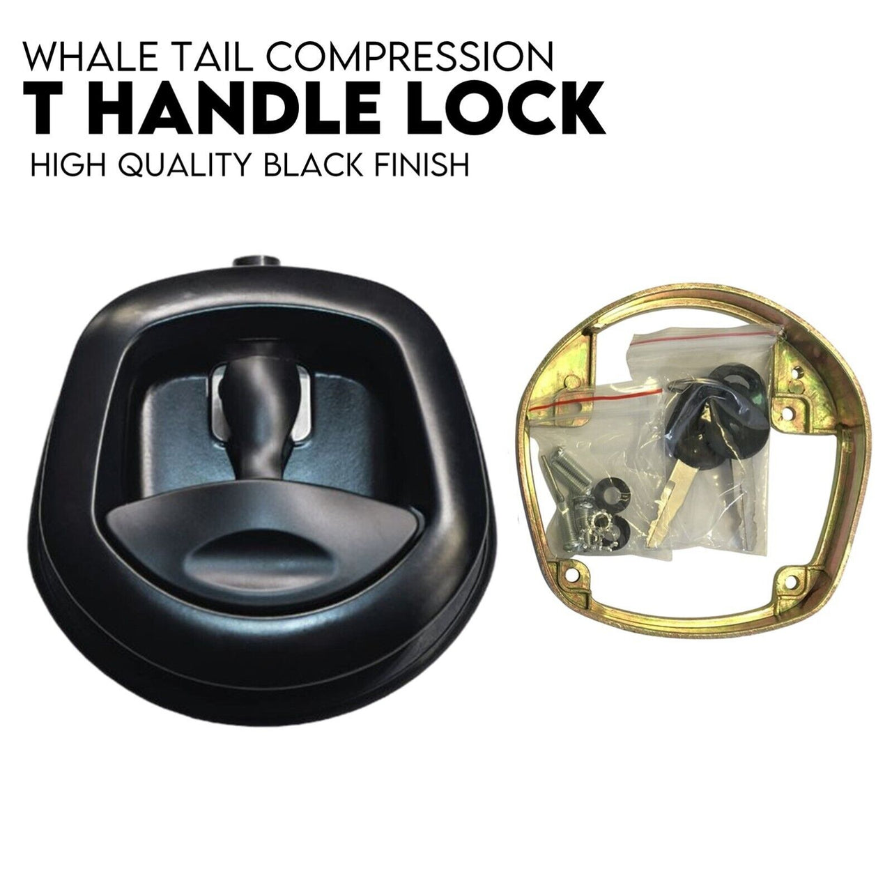 Black Whale Tail T Handle Lock Latch/Compression Lock Trailer Ute Toolbox