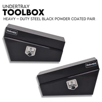 Thumbnail for Under Tray Tool Box Underbody Pair Set 750mm Black Steel