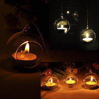 Thumbnail for 4 x Hanging Clear Glass Ball Tealight Candle Holder  - 10cm Diameter / High - Wedding Globe Decoration Terrarium Succulent Plant Mini Garden Holder Decor Craft Gift