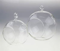 Thumbnail for 4 x Hanging Clear Glass Ball Tealight Candle Holder  - 10cm Diameter / High - Wedding Globe Decoration Terrarium Succulent Plant Mini Garden Holder Decor Craft Gift