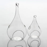 Thumbnail for 4 Pack of Hanging Clear Glass Tealight Candle Holder Tear Drop Pear Shape - 12cm High - Terrarium Plant Mini Garden Holder Decor