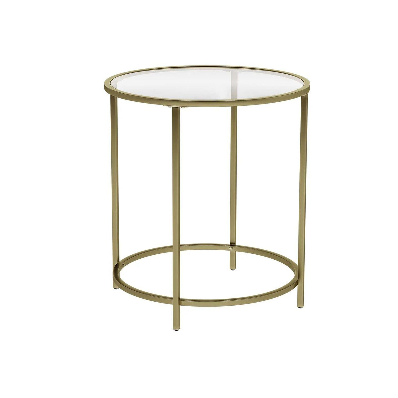 VASAGLE Round Side Table with Tempered Glass Top