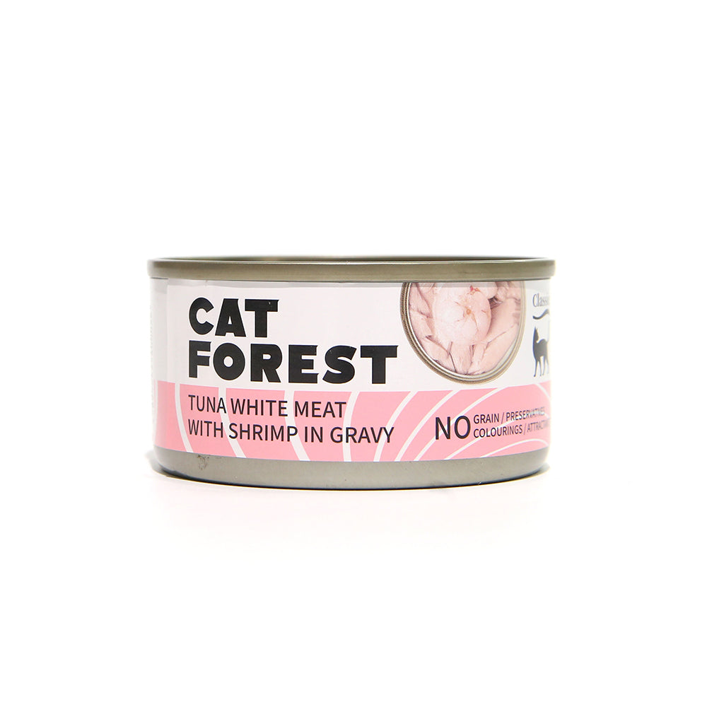 CAT FOREST Classic Tuna White Meat With Shrimp In Gravy Cat Canned Food 85G X 24