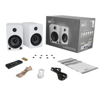 Thumbnail for Kanto YU4 140W Powered Bookshelf Speakers with Bluetooth® and Phono Preamp - Pair, Matte White